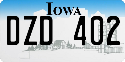 IA license plate DZD402