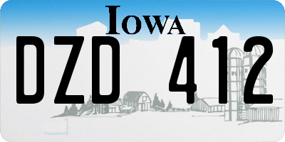 IA license plate DZD412