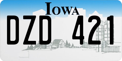 IA license plate DZD421