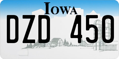 IA license plate DZD450