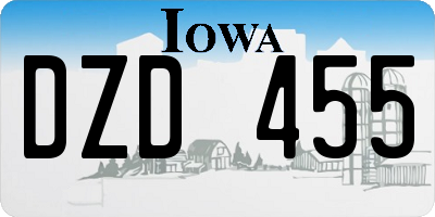 IA license plate DZD455