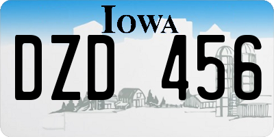 IA license plate DZD456