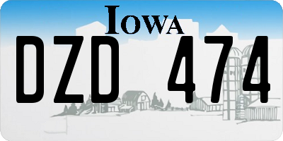 IA license plate DZD474