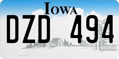 IA license plate DZD494