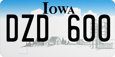 IA license plate DZD600