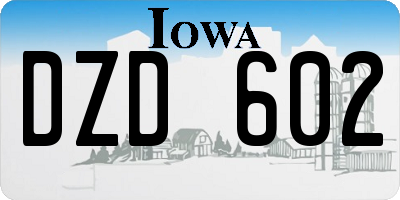 IA license plate DZD602