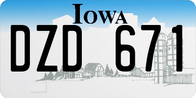 IA license plate DZD671