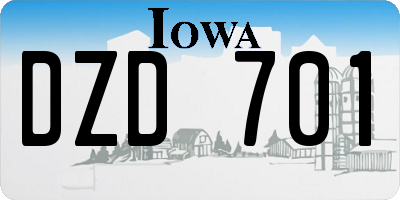 IA license plate DZD701