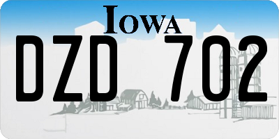 IA license plate DZD702