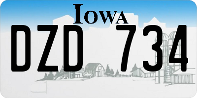 IA license plate DZD734
