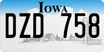 IA license plate DZD758