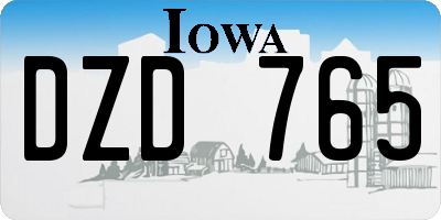 IA license plate DZD765