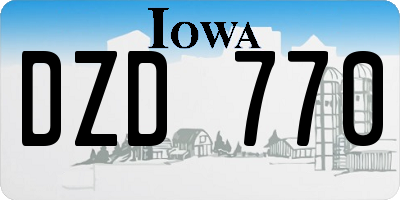 IA license plate DZD770