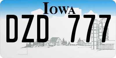 IA license plate DZD777