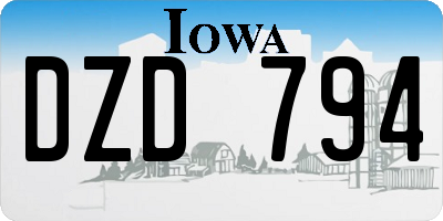 IA license plate DZD794