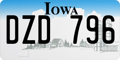 IA license plate DZD796