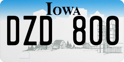 IA license plate DZD800