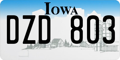 IA license plate DZD803