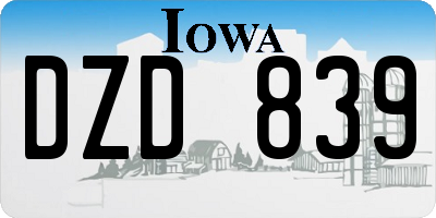 IA license plate DZD839