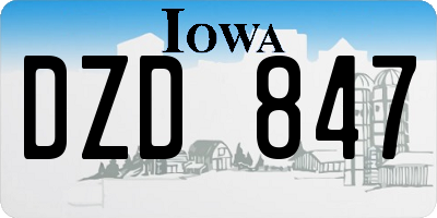 IA license plate DZD847