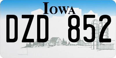 IA license plate DZD852