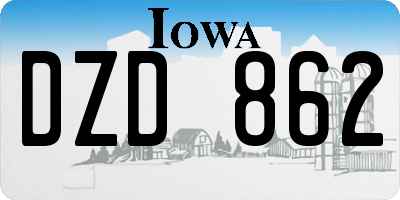 IA license plate DZD862