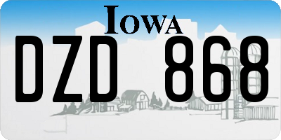 IA license plate DZD868