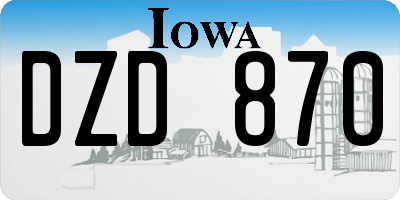 IA license plate DZD870