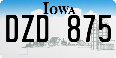 IA license plate DZD875