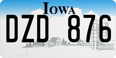 IA license plate DZD876