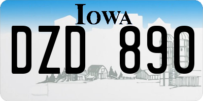 IA license plate DZD890