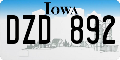 IA license plate DZD892