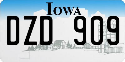 IA license plate DZD909