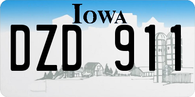 IA license plate DZD911