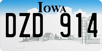 IA license plate DZD914