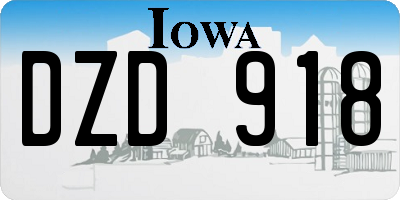 IA license plate DZD918