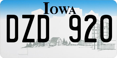 IA license plate DZD920