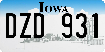 IA license plate DZD931