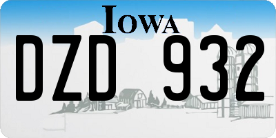 IA license plate DZD932