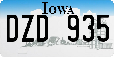 IA license plate DZD935