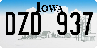 IA license plate DZD937