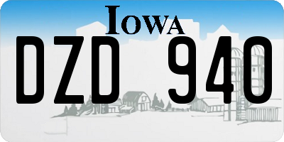 IA license plate DZD940