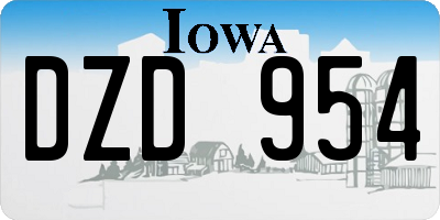 IA license plate DZD954