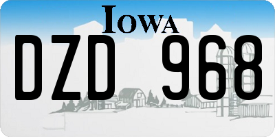 IA license plate DZD968