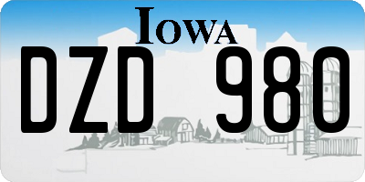 IA license plate DZD980