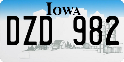 IA license plate DZD982