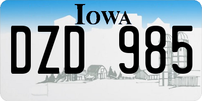 IA license plate DZD985