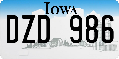 IA license plate DZD986