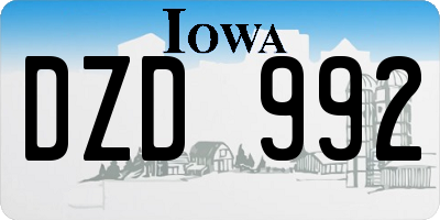 IA license plate DZD992