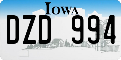 IA license plate DZD994